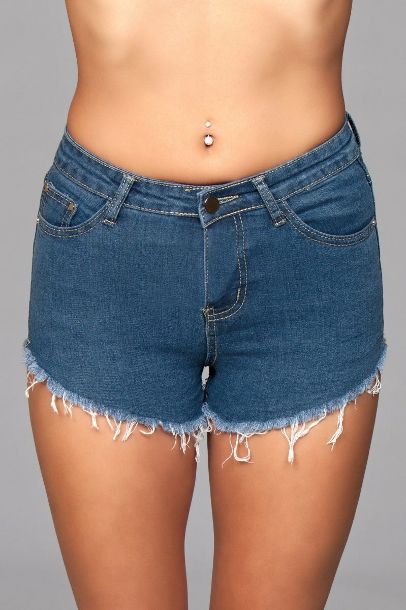 BeWicked Zip Me Up Denim Shorts Blue