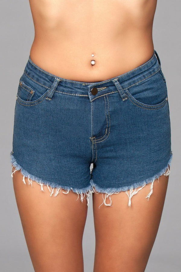 BeWicked Zip Me Up Denim Shorts Blue