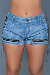 BeWicked Nowhere to Run Shorts Denim Blue