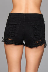 BeWicked Looped In Distressed Shorts Denim Black