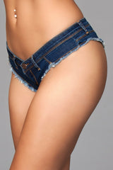 BeWicked Buns Out Cheeky Shorts Dark Wash Demin