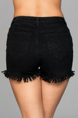 BeWicked Fringed Button Up Shorts Black