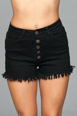 BeWicked Fringed Button Up Shorts Black