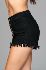 BeWicked Fringed Button Up Shorts Black