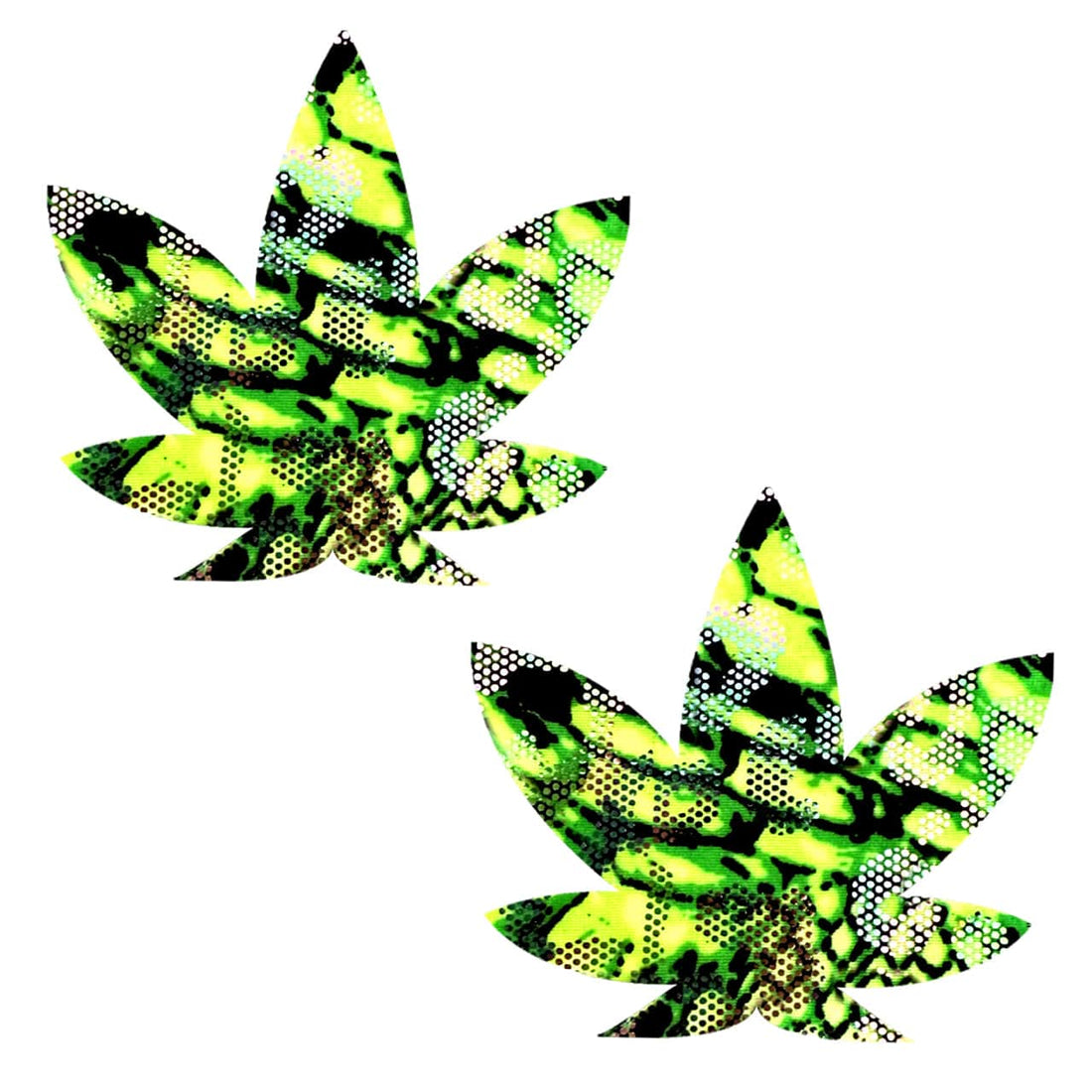 Neva Nude UV Weed Leaf Pasties - Green/Black