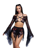 J. Valentine Sequin Butterfly Top & Skirt Set
