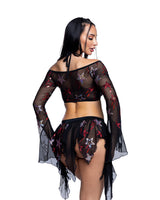 J. Valentine Sequin Butterfly Top & Skirt Set