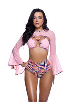 J. Valentine Mesh Bell-Sleeve Shrug