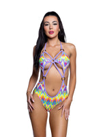 J. Valentine 5-Ring Bodysuit Neon Multi Lavender