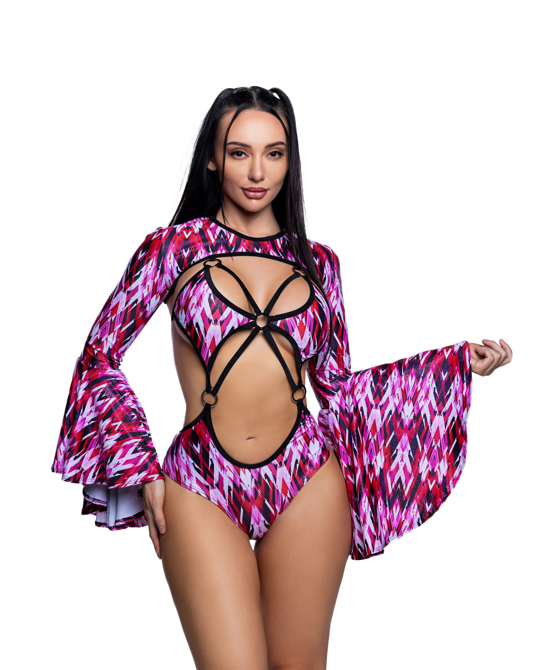 J. Valentine Bell-Sleeve Shrug Refracted Red