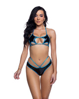J. Valentine PVC Star Top & Short Set Black/Turquoise