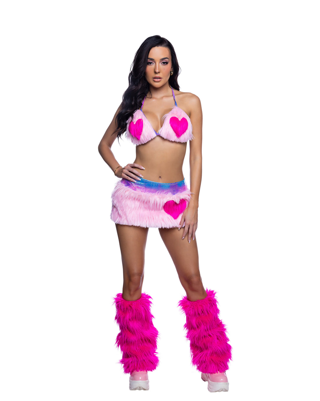 J. Valentine Faux Fur Heart Skirt & Top Set