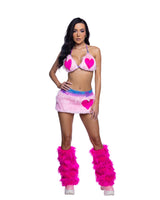 J. Valentine Faux Fur Heart Skirt & Top Set