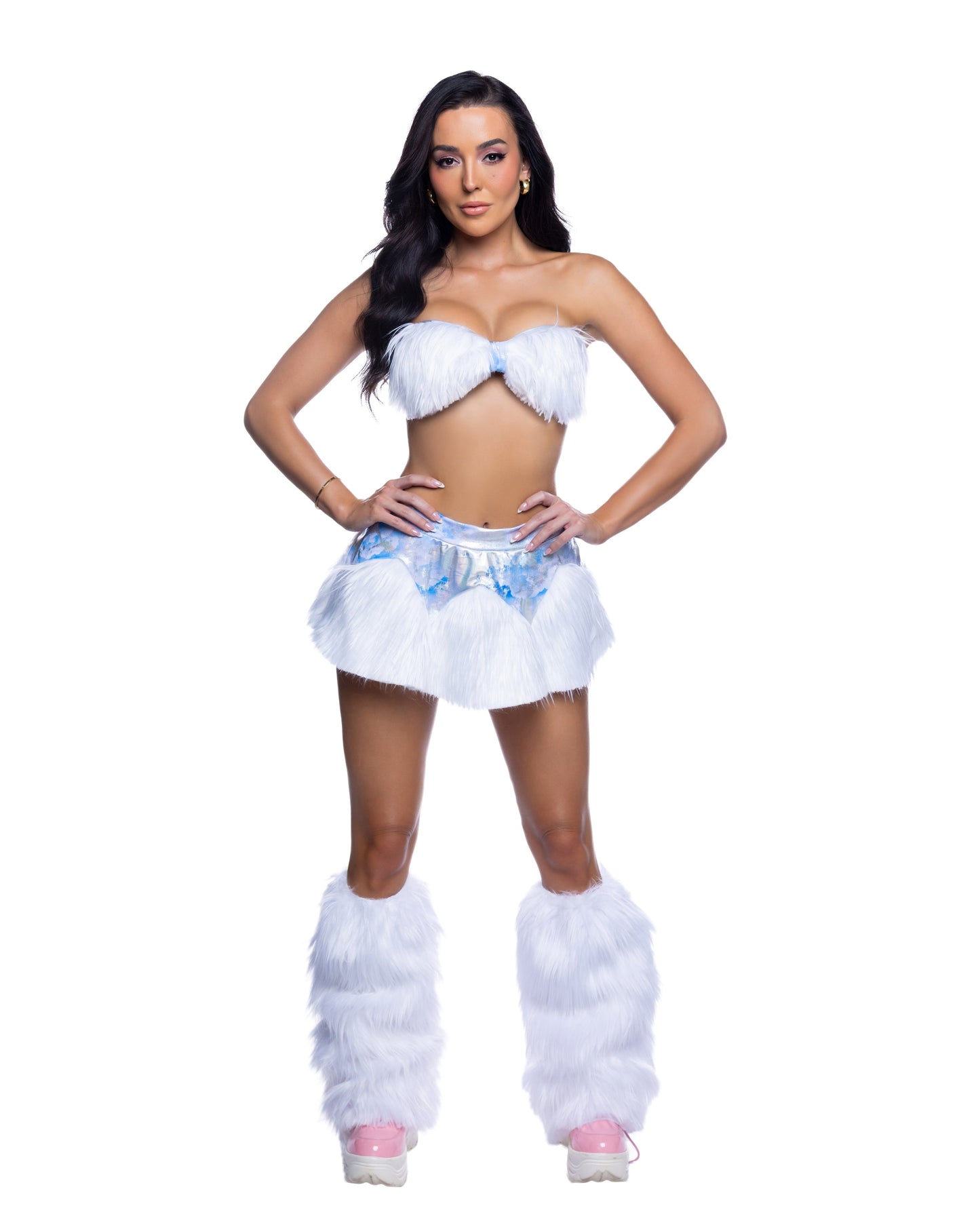 J. Valentine Faux Fur Skirt & Bandeau Top Set