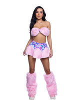 J. Valentine Faux Fur Skirt & Bandeau Top Set