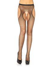Leg Avenue Casey Rhinestone Fishnet Suspender Pantyhose