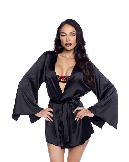 Roma Confidential Midnight Essentials Satin Robe Black