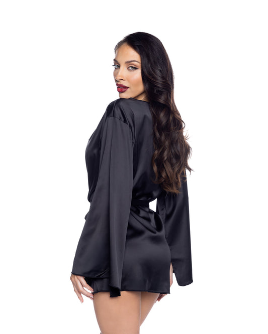 Roma Confidential Midnight Essentials Satin Robe Black