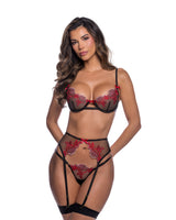 Roma Confidential Queen Plus Vie En Rose 3 Piece Garter Set Hot Pink/Black