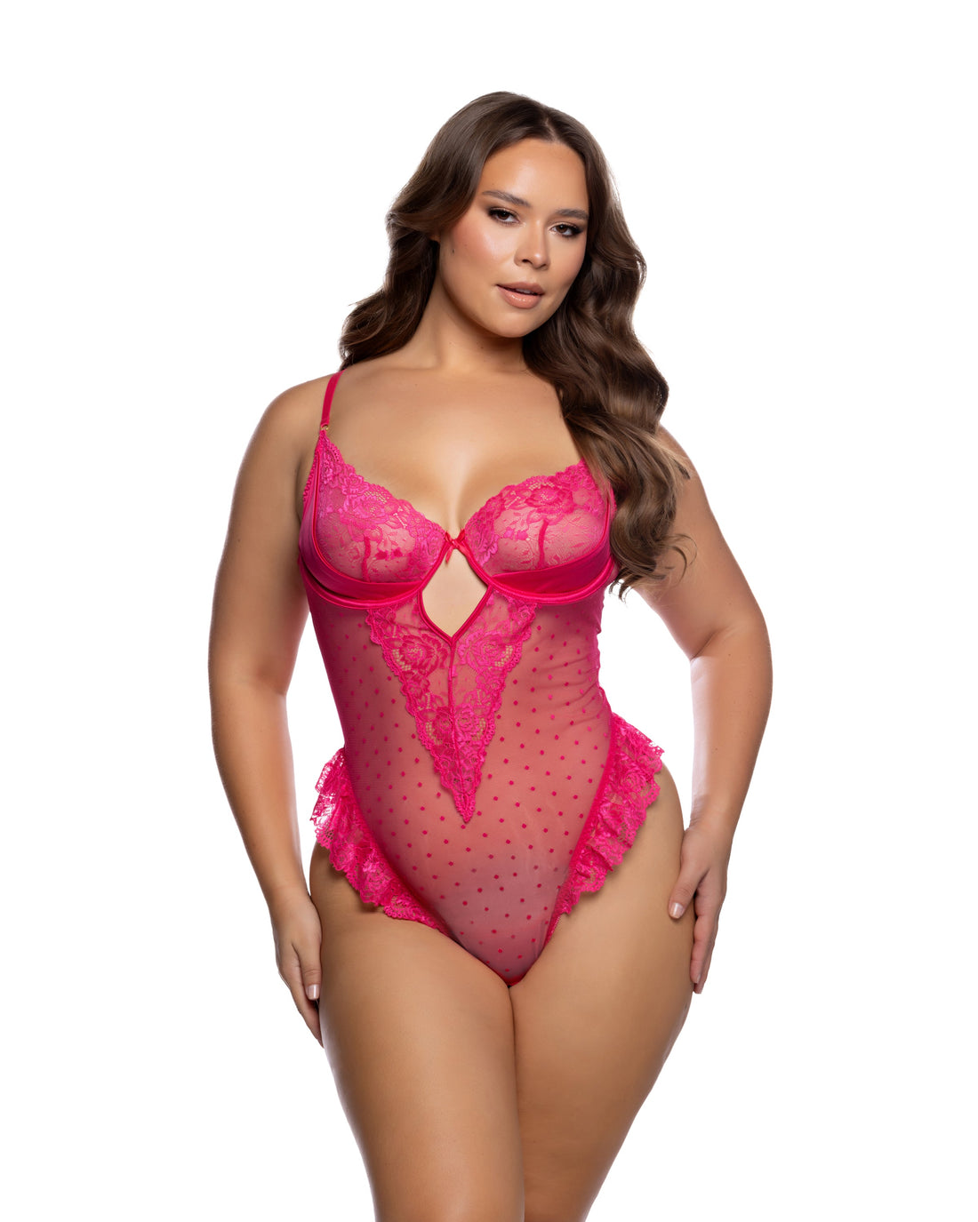Roma Confidential Queen Plus Lacey Rose Teddy Hot Pink