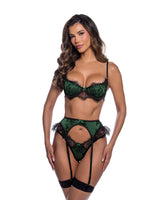 Roma Confidential Bella 3 Piece Garter Set Green/Black