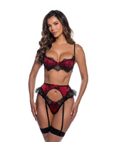 Roma Confidential Bella 3 Piece Garter Set Red/Black