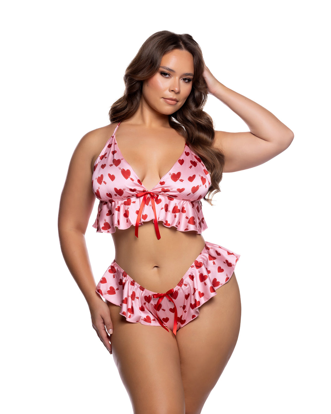 Roma Confidential Queen Plus Cupid Heart Short Set Pink/Red
