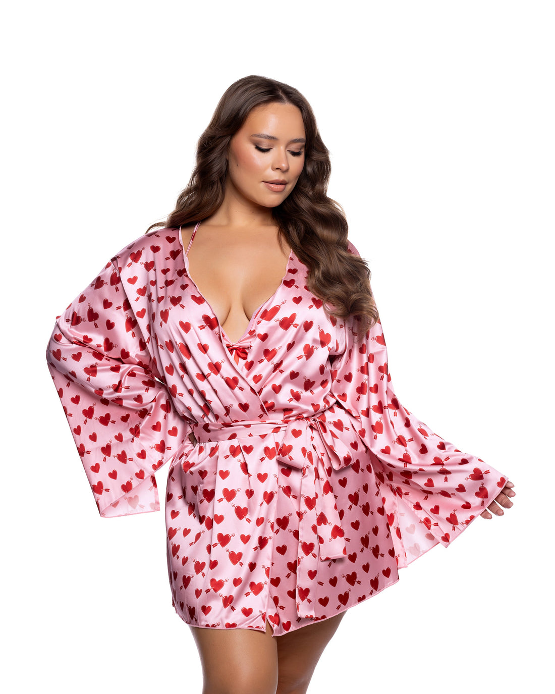 Roma Confidential Queen Plus Cupid Heart Robe Pink/Red