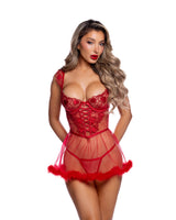 Roma Confidential Satin Heart Babydoll Red