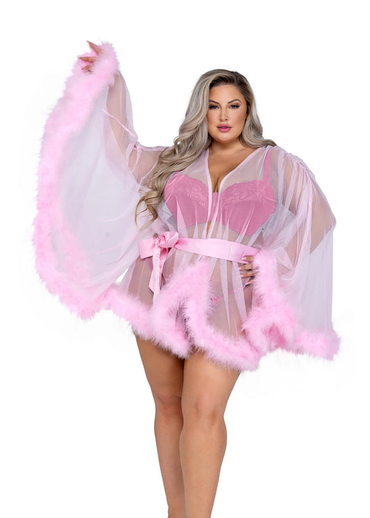 Roma Confidential Queen Plus Hollywood Glam Luxury Mini Robe Baby Pink