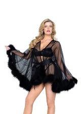 Roma Confidential Burlesque Hollywood Glam Luxury Mini Robe Black