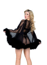 Roma Confidential Burlesque Hollywood Glam Luxury Mini Robe Black