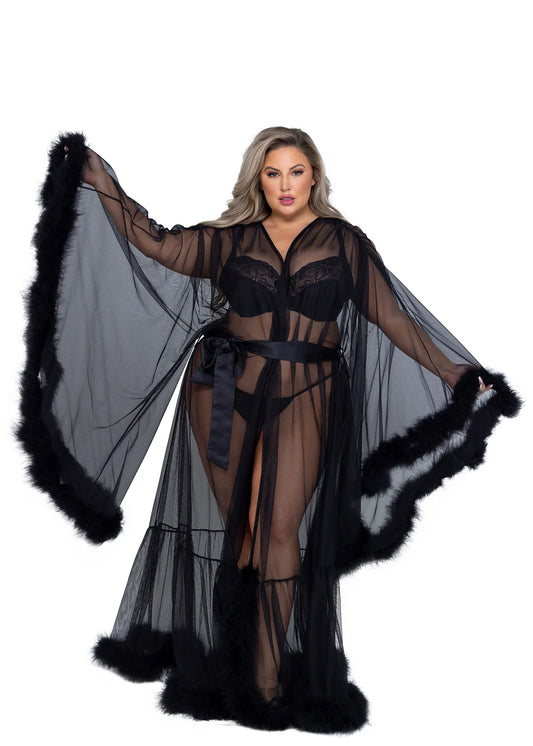 Roma Confidential Queen Plus Hollywood Glam Luxury Robe Black