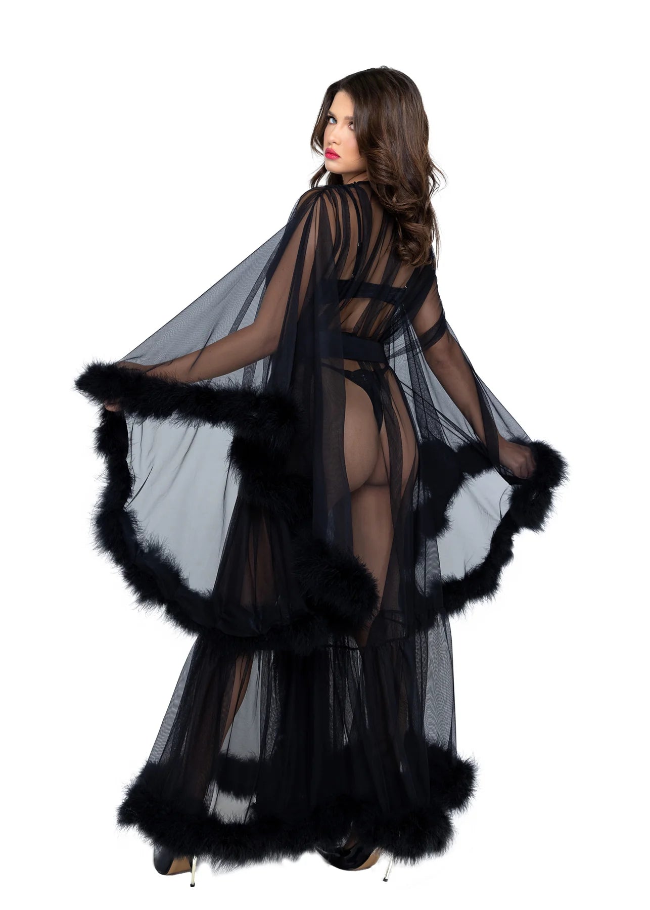 Burlesque Roma Hollywood Glam Luxury Robe Black