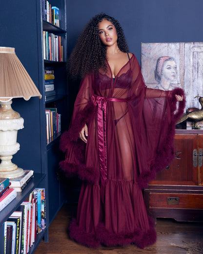 Roma Confidential Queen Plus Hollywood Glam Luxury Robe Merlot