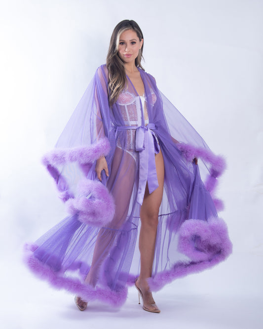 Burlesque Roma Hollywood Glam Luxury Robe Lavender