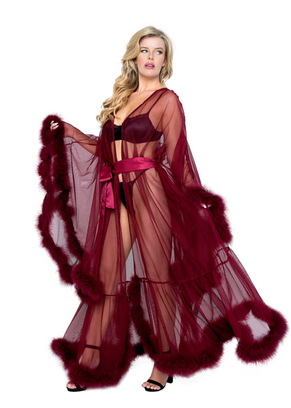 Burlesque Roma Hollywood Glam Luxury Robe Merlot