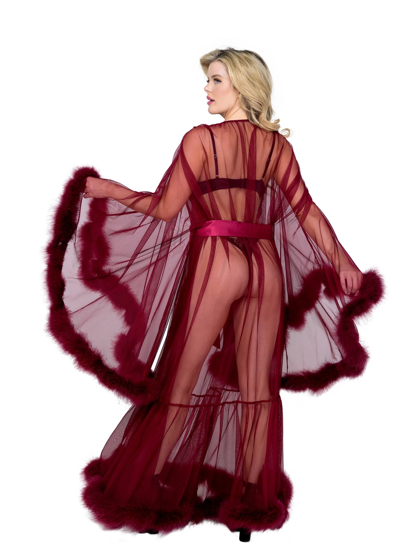 Burlesque Roma Hollywood Glam Luxury Robe Merlot