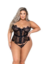 Roma Confidential Queen Plus Fantasy Bustier Corset Set Black-Rebel Romance