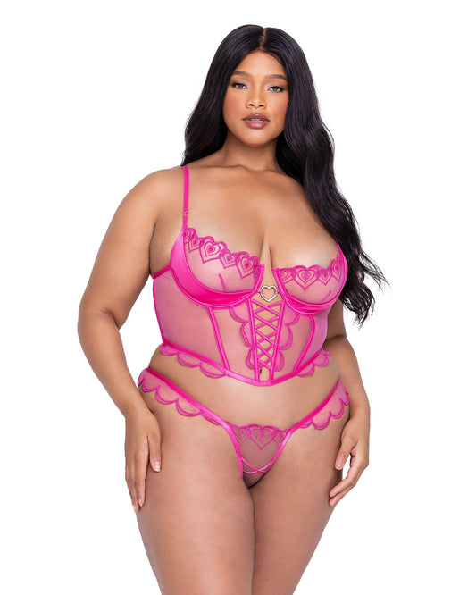 Roma Confidential Bubblegum Heart Bustier Set Pink Plus Size