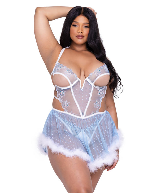 Roma Confidential Snow Queen Babydoll Set Snowflakes Sequins Plus Size