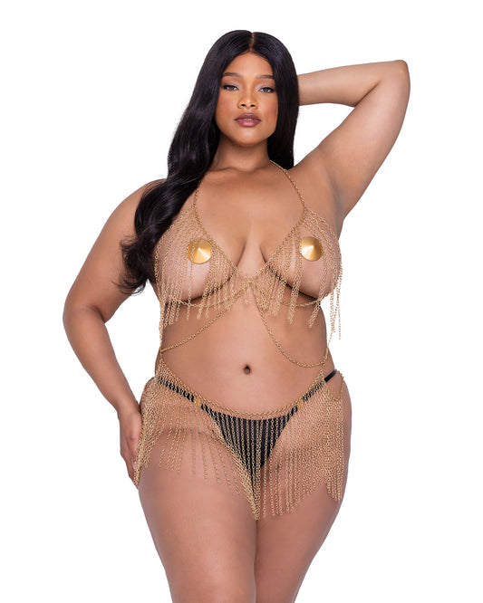 Roma Confidential Queen Fringe Sexy Body Chain Gold