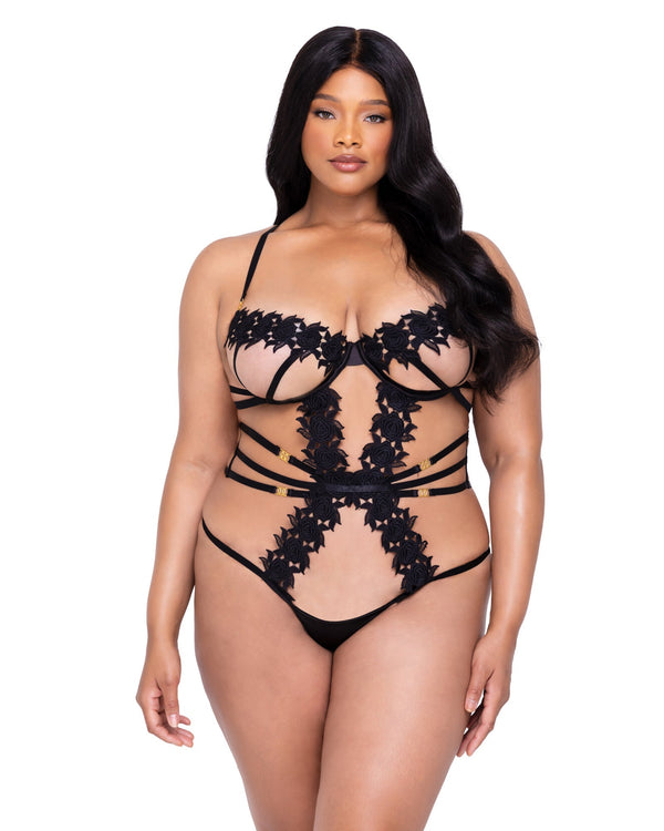 Roma Confidential Queen Ebony Rose Teddy Guipure Lace Black Plus Size