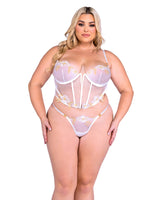 Roma Confidential Queen Peony Paradise Bridal Lace Bustier Set White/Gold