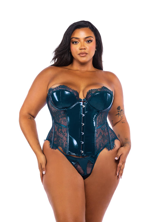 Roma Confidential Queen Eden Bustier 2-Piece Set Teal Blue