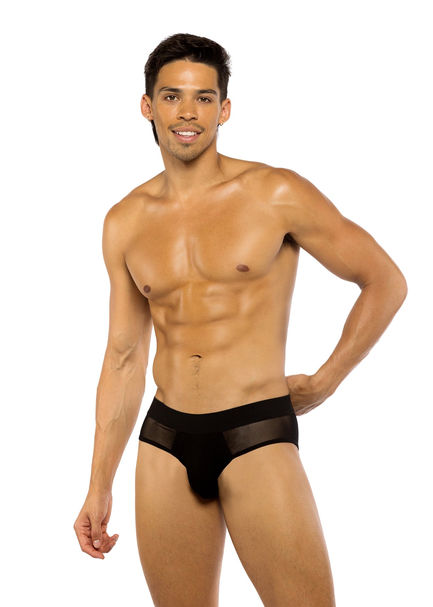 Roma Confidential Mens Sheer Peek-A-Boo Briefs Black