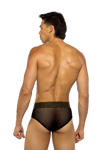 Roma Confidential Mens Sacred Heart Briefs Studded Elastic Black