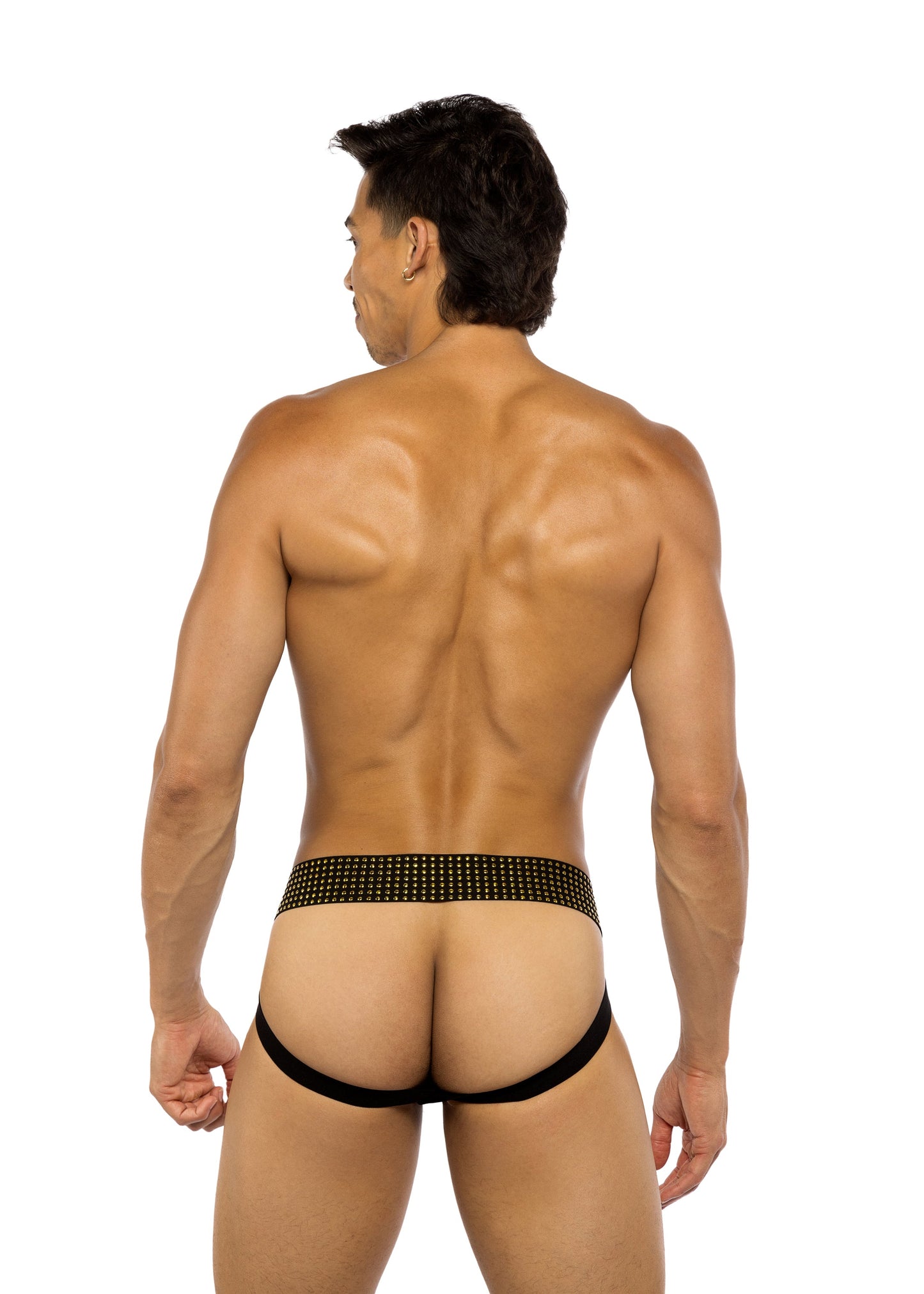 Roma Confidential Mens Sacred Heart Jockstrap Studded Elastic Black