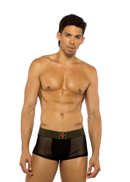 Roma Confidential Mens Sacred Heart Trunks Studded Elastic Black