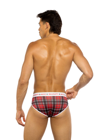 Roma Confidential Mens Naughty & Nice Briefs Red Plaid